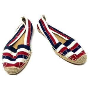 Adrienne Vittadini 8.5 Womens Shoes Red White Blue Slip‎ On Ballet Flats Casual